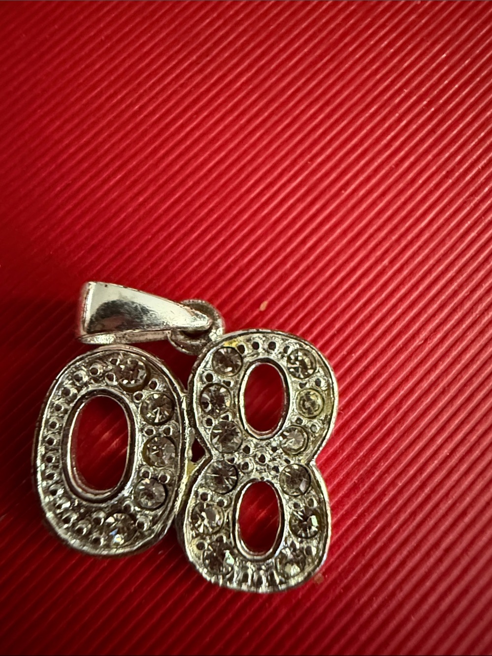 Sterling Silver '08' Number Pendant Charm - Silver 925 stamped